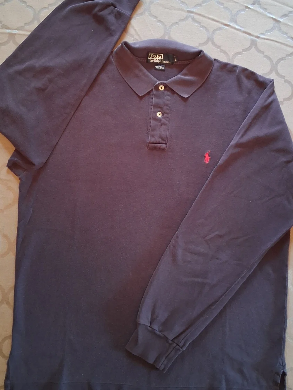 VTG 90s Polo Ralph Lauren Navy Blue Long Sleeve Polo Shirt Men's Large